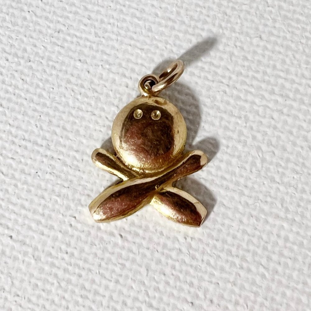 VINTAGE 10K SOLID GOLD - 1920’s Bowling Pins & Ball Pendant